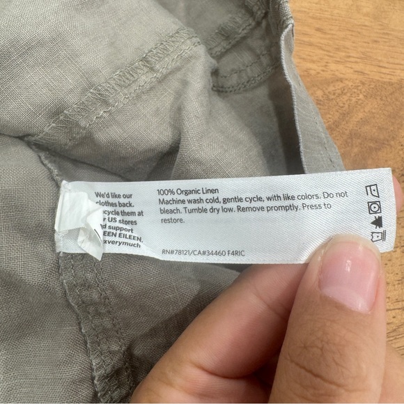 Eileen Fisher Asymmetrical Zip Jacket Women Large Moto Style Organic Linen Gray - Picture 6 of 7